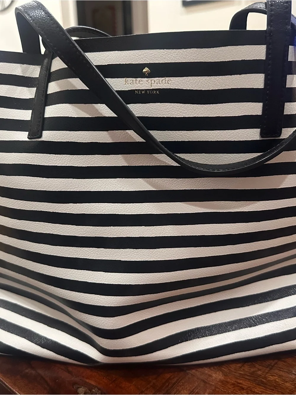 kate spade Black and White Striped Tote
